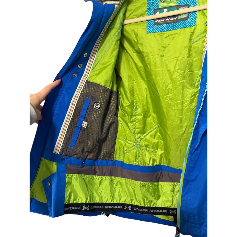 Under Armour S Ski Jacket $199 Waterproof Snowboard Brimmed Hood Bright Blue NEW - Picture 4 of 10